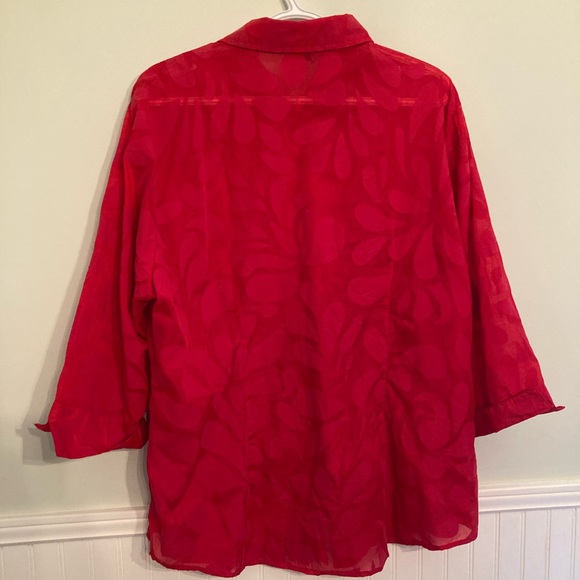 CB PLUS red sheer collared blouse - Picture 7 of 8